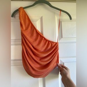 Princess Polly Lioness Off Shoulder Orange Tank